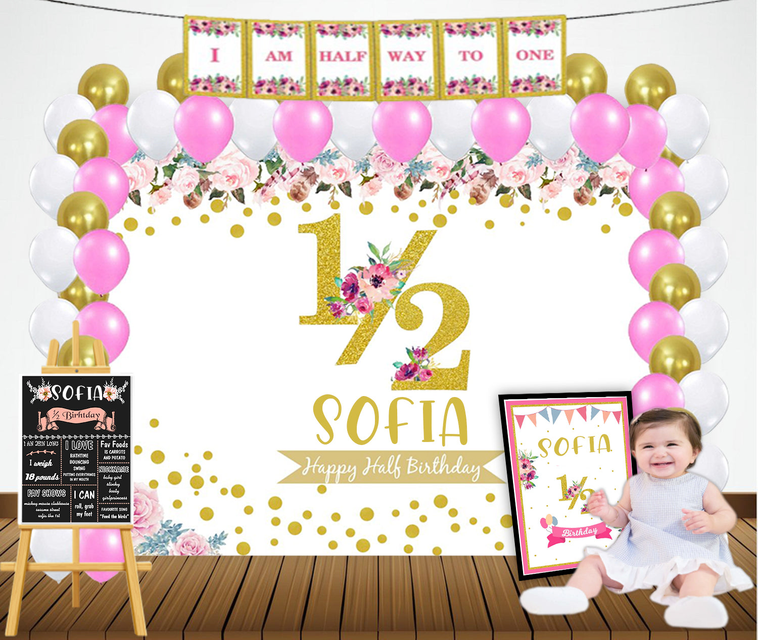 Buy Online Half or 6 Months Birthday Party Decoration Kit